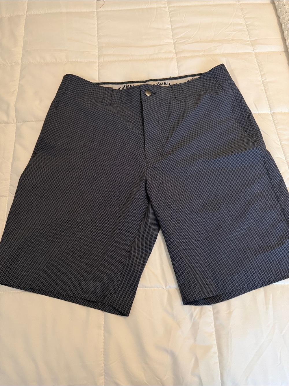Callaway Navy Micro-Check Flat Front Golf Shorts